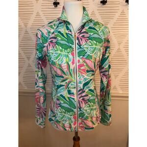 Sigrid Olsen Women’s Small Activewear Tropical Print Long Sleeve Zip Golf Jacket
